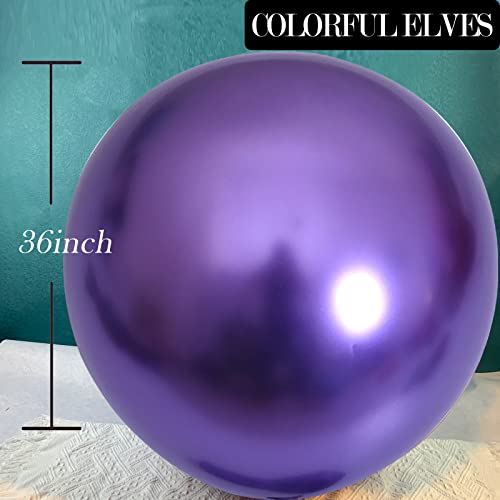 Image of Large Metallic Purple Balloons 36 Inches 4 Pack Giant Jumbo Chrome Purple Balloon