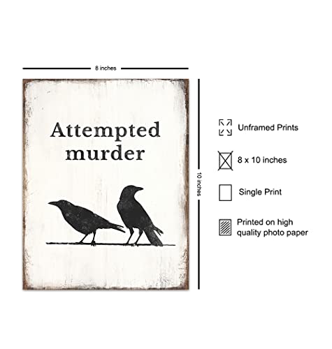 Crow Raven Wall Art & Decor - Unique Gift For Ornithology, Attempted Murder Mystery, True Crime, Bird Watching, Birdwatching, Writer, Author, Ornithologist, Men, Women - Funny Sayings Poster #TOP1