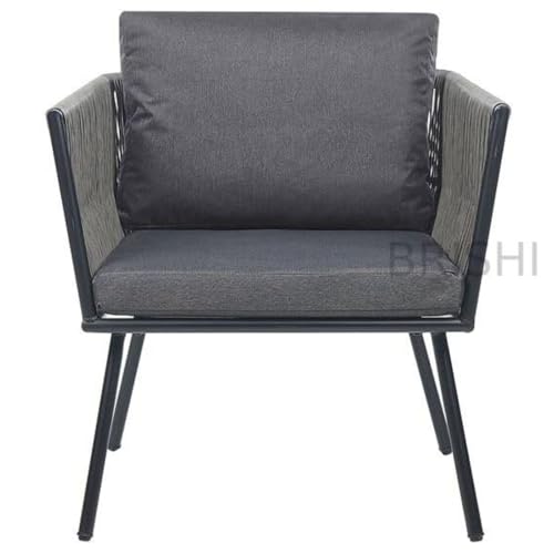 Image of BRISHI Garden Patio Seating Chair and Table Set Outdoor Balcony Garden Coffee Table Set Furniture with 1 Table and 2 Chairs Set with Cushion (Grey)