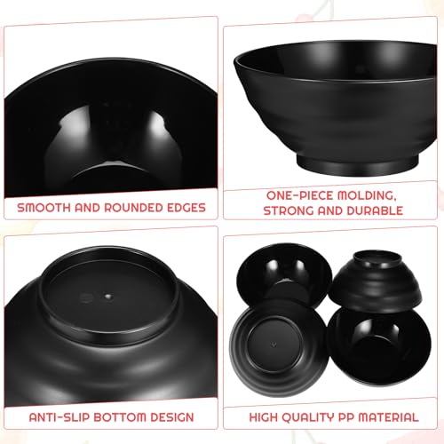 10Pcs Unbreakable Bowl Set, 26oz/750ml Large Lightweight Plastic Bowls Black Serving Bowls Idea for Cereal Dessert Salad Oatmeal, Dishwasher and Microwave Safe - Image 4