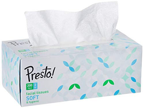 Image of Amazon Brand - Presto! 2 Ply Facial Tissue Carton Box - 200 Pulls (Pack of 6) & Amazon Brand - Presto! Dishwash Gel - 5 L (Lemon)
