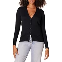 Amazon Essentials Damen Leichter Cardigan mit V-Ausschnitt (in Übergröße erhältlich), Schwarz, M