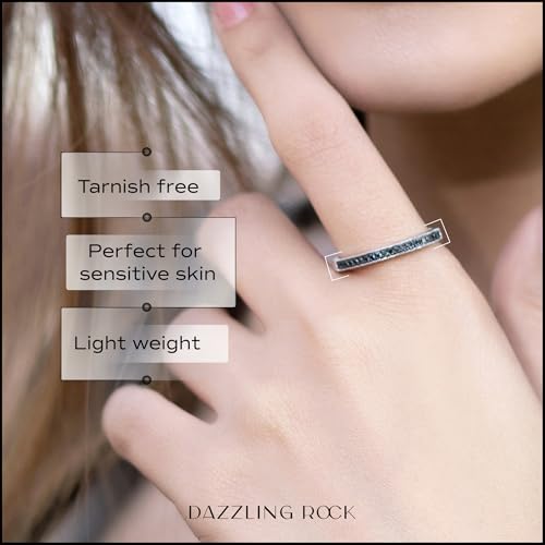 Dazzlingrock Collection Round Black Diamond Stackable Wedding Band for Women (0.10 ctw, Color Black, Clarity Opaque) in 925 Sterling Silver2