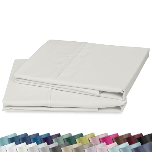 Image of California Design Den King Size Pillowcase Set - 400 Thread Count, 100% Cotton Sateen, Set of 2 Pillow Covers, Soft and Breathable - Ivory (Pale Tone)