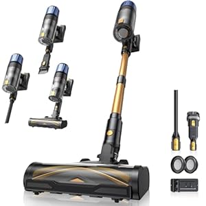 Proscenic P15 Cordless Vacuum Cleaner, Powerful 600W/55Kpa 70Mins Self-Standing Cordless Hoover with Wall Mount, Anti-Tangled Rechargeable Lightweight Stick Vacuum for All Floor Carpets Pet Hair