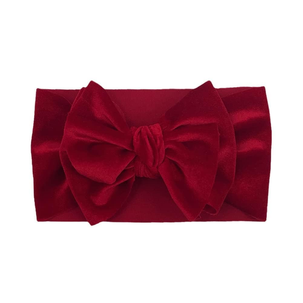 Baby Girls Bow Headbands, Stretchy Velvet Hair Bows Headbands Solid Color Wide Turban Knotted Big Bow Elastic Hairbands Headwraps Hair Accessories