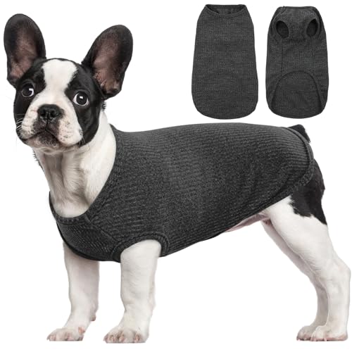 Hjumarayan Hundepullover Mittelgroße Hunde - Hundeshirt Dünn Hunde Pullover Sonnenschutz Tshirt Elastisch Hundepulli Gestreifte Shirt Pullis für Dackel Französische Bulldogge (Schwarz M)