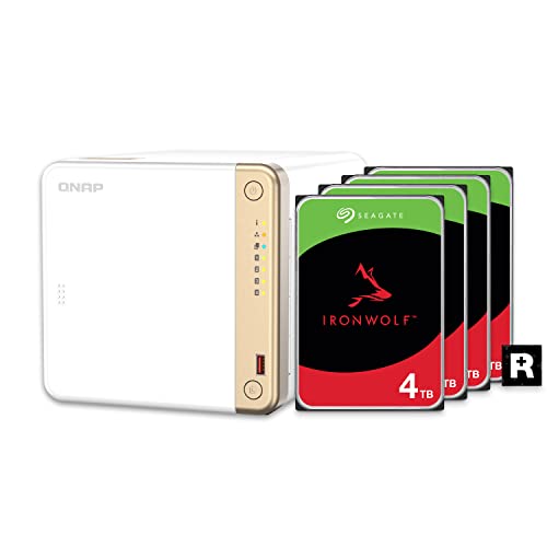 QNAP TS-462-4G-44S-US 4�x�C �}���`���f�B�A �f�X�N�g�b�vNAS 12TB�X�g���[�W�e�� ���O�\���ς� RAID 5 Seagate IronWolf HDD�Z�b�g
