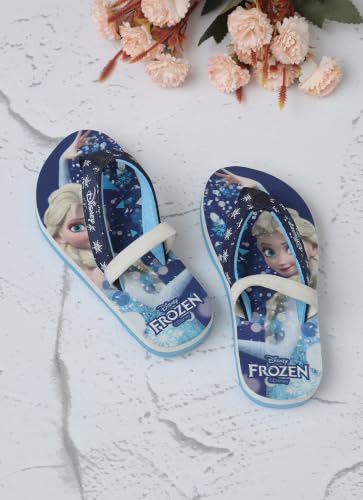 Image of Kidsville Official Frozen Elsa Printed Navy Blue Kids Girls Flip-Flop | Soft, Non-Slip, Indoor, Outdoor, House Slipper, Comfortable & Durable Footwear for Children