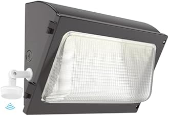 HYPERLITE LED Wall Pack Light: 120W Wall Pack LED Exterior Light with Motion Sensor - 15600lm Glass Lens LED Security Flood for Yard UL Listed