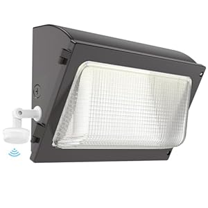 HYPERLITE LED Wall Pack Light: 120W Wall Pack LED Exterior Light with Motion Sensor – 15600lm Glass Lens LED Security Flood for Yard UL Listed