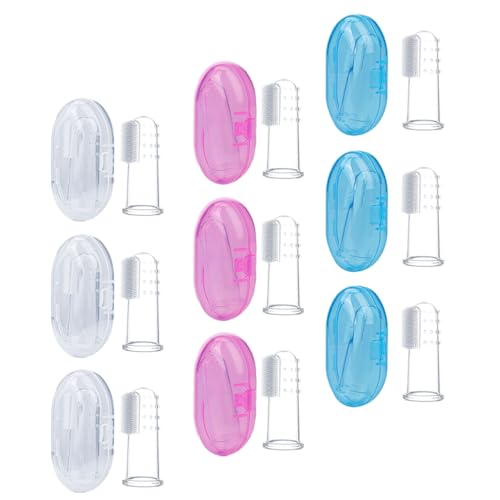 SOESFOUFU Silicone Finger Toothbrush Kit Newborn Brush Oral Cleaning Tool Teething Brush for Boys and Girls 9pcs Pack