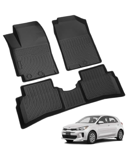 Landrol Car Floor Mats Replacement for Kia Rio 2018-2023 Protection Custom Fit All Weather Waterproof Carpets Durable Odorless Liners Front & Rear Black