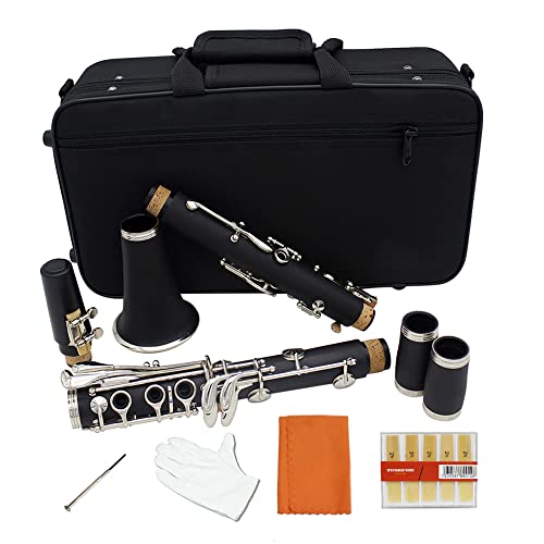 ; Clarinetto in Si Bemolle in Bachelite, Set di 17 Tasti Dal Design Raffinato per Strumi a Fiato, Con Panno per la Pulizias, e Tracolla