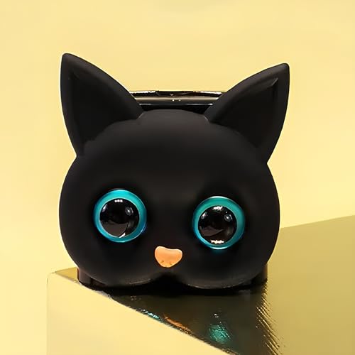 Image of skysia Charger Protector and Cable Protector for iPhone (18W-20W) - 3D Cute Pattern, Data Line Wire Saver, Full Protection Cover 4 in 1 - Multicolored (One Piece) (Black Cat Big Eyes)