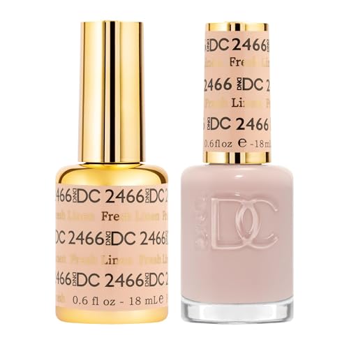 DND DC Gel Polish Set Sheer Collection UV/LED Gel Polish and Air Dry Nail Lacquer Matching Chip-Free Polish Duo 2466 Fresh Linen 0.5 Fl Oz