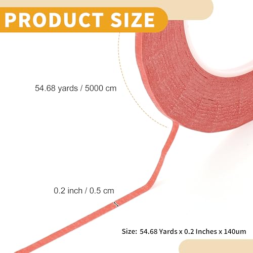 Image of 1 Pc Painters Tape Masking Master Tape Easy Removal Red 5000x0.5x0.01cm / 54.68 Yards x 0.2 Inches x 140um