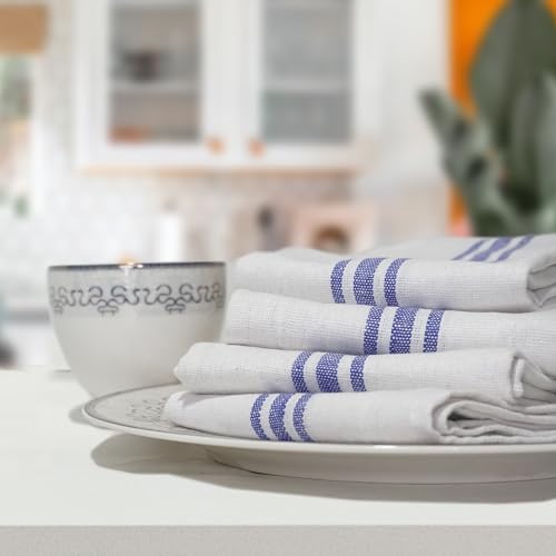 Casabella Glass Towels - 100% Cotton, 50x70cm, Pack of 10 Blue Stripe Dish Cloths - Highly Dense Weave, Absorbent Kitchen Tea Towels for Catering, Bar & Restaurant Use - Cosy Home Interiors Casabella Glass Towels - 100% Cotton, 50x70cm, Pack of 10 Blue Stripe Dish Cloths - Highly Dense Weave, Absorbent Kitchen Tea Towels for Catering, Bar & Restaurant Use - Image 3