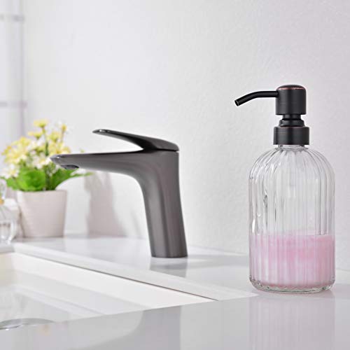Image of Dish Kitchen Soap Dispenser, Oil Rubbed Bronze Bathroom Liquid Soap Dispensers,with Rustproof Stainless Steel Pump,16 Oz Clear Glass Bottle,2 Packs