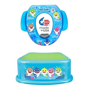 Pinkfong Baby Shark 2 Piece Essential Potty Training Set – Soft Cushion, Baby Potty Training, Safe, Easy to Clean, Step Stool