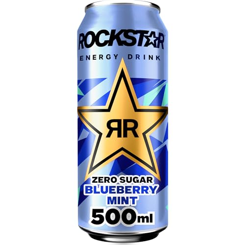 Rockstar Energy Drink Blueberry Mint Geschmack - Zero Sugar -Koffeinhaltiges Erfrischungsgetränk ohne Zucker für den Energie Kick, EINWEG (12 x 500ml) (Verpackungsdesign kann abweichen) 3