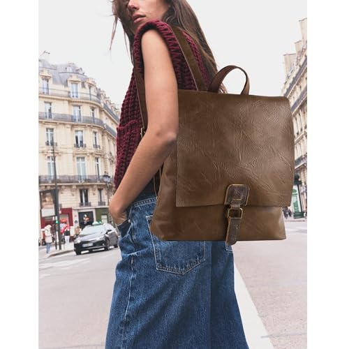 Image of Women's Fashion Backpack Purse Multipurpose Design Convertible Satchel Handbags Shoulder Bag Travel bag (Brown)