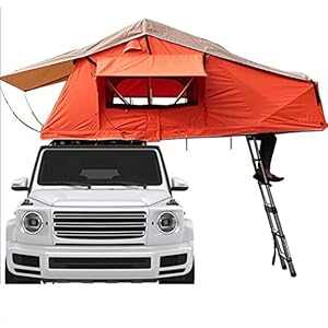 tenda da tetto auto tenda da tetto auto campeggio Tenda da tetto da campeggio per auto, tenda lunga con tettuccio morbido, tenda da tetto in alluminio per trekking all'aperto per camion SUV per 2-3 pe - immagine 4