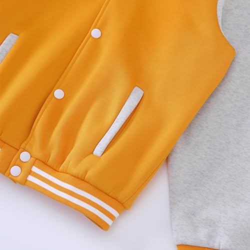 Image of Kids Baseball Jackets Boys Girls Fit Varsity Jacket Casual Lightweight Plain Button Cardigan School Coat