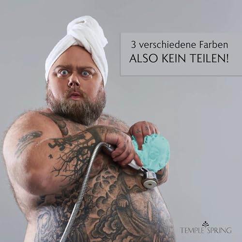 Temple Spring Recycelter Duschschwamm, Körperpeeling Badeschwamm, Luffa Schwamm, Peeling Schwamm für Eingewachsene Haare, Waschschwamm Körper, Loofah Body Scrubber, Duschschwamm Körper - Ozeanblau