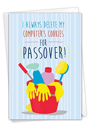 NobleWorks - Funny Passover Greeting Card with Envelope (1 Card) - Computer Cookies C9246PAG