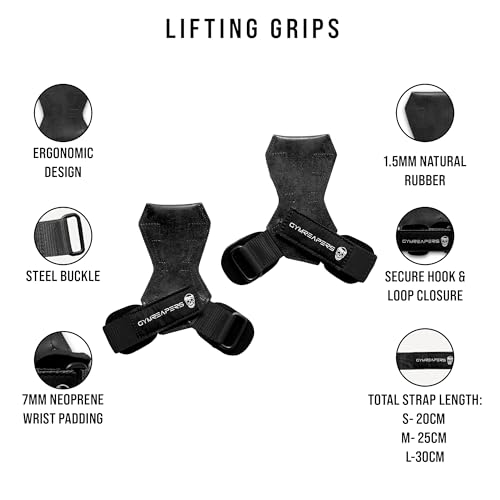 Gymreapers Weight Lifting Grips (Pair) for Heavy Powerlifting, Deadlifts, Rows, Pull Ups, with Neoprene Padded Wrist Wraps Support and Strong Rubber Gloves or Straps for Bodybuilding (Black, Large) by Gymreapers - Image 6