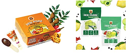 Image of GO DESi Imli Pop Tamarind & Jaggery Candy| Tangy Imli | Imli Candy | Lollipop | Digestive Candy | (50 Piece), 450 gm & Dried Sweet Amla Bites & Lemon Chaat (Pack of 10), 240gm