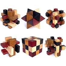 Wooden Brain Teaser Puzzles 6 Pack - 3D Brain Teasers for Adults & Kids - Educational and Fun Gift Ideas - Mind Puzzles by LMC Products