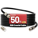 energeaster 50FT RG6 Coaxial Cable with F-Type Connector, Coax Cable Cord Extender, High Speed Internet, Indoor Broadband and Digital TV Aerial for Satellite, Antenna, DVR, VCR, HDTV, Black