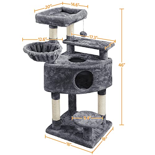 Torre para gatos 46 pulgadas con rascadores y espacios múltiples miniatura 7