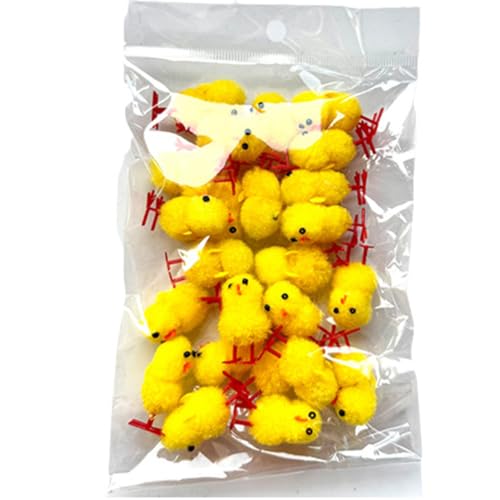 kkrrammii 24 PCS Easter Fluffy Chicks Plush Mini Farm Animals Yellow Soft Chick Figurines Stuffed Animal Ornaments Party Decoration Craft Supplies