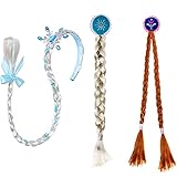 Prinzessin Perücken Mädchen Haarband Zopf Haartei Kinder Haarband,Rapunzel Perücke Geflochtene Perücke Haarreif Verkleiden,Animation Cosplay Kinderperücke Nur für Kind Perücke 3PCS