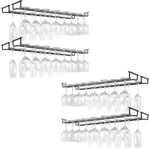 Support Verre a Pied Suspendu,Porte Verre a Pied Suspendu,Porte Verres Suspendu,8 Pièces 40cm Porte-verres à Vin Peut contenir 64 à 80 verres à vin avec Vis pour Cuisine Café Bar Restaurant