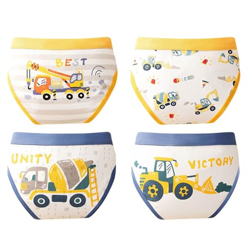 Boys Underwear 4 Pack Dinosaur Cartoon Print Toddler Briefs Moisture Wicking Stretchy Soft Breathable Underpants 2-8Y