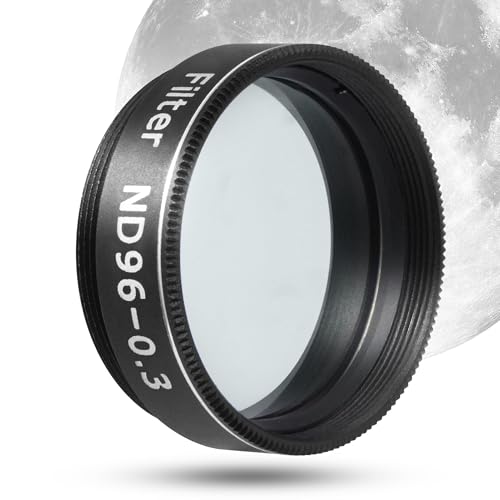Astromania Telescope Filter Moon Filter 1.25 inch, Neutral Color Filter ND96-0.3 with 50% Light Transmission Reduces Moon Glare&Enhances Lunar Crater Detail, Work with Telescope Accepts 1.25