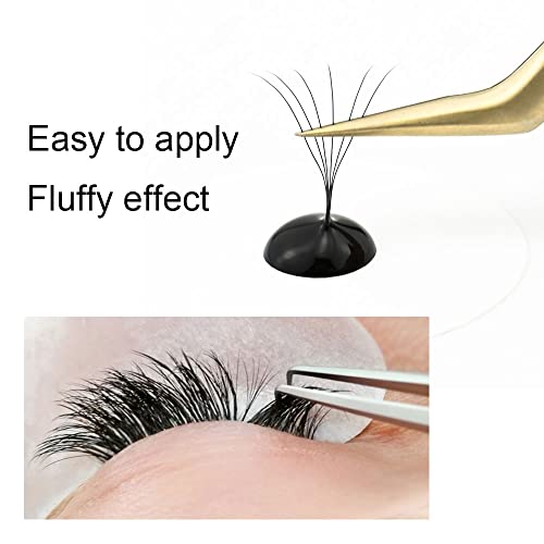 NAGARAKU Premade Fans Eyelash Extensions 320 Fans 10D Volume 0.07mm D curl 8mm Sharp Narrow Stem Clusters Thin Pointy Base Russian Pre Fanned Fluffy Matte Black by NAGARAKU - Image 9