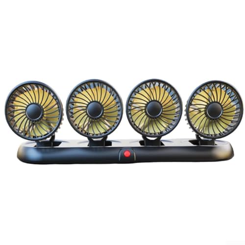 Ventilador de coche con 4 cabezales, ventilador de ventilación giratorio de 360 grados, para clima interior de SUV, ventilador de salpicadero de doble velocidad, bajo ruido, refrigeración, para camión