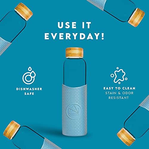 Neon Kactus Glass Water Bottle, Pastel Blue, 550 ml - Image 3
