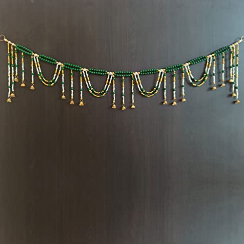 Image of Handmade Door Hanging Round Moti Latkan Style Bandarwal Toran (TMR-14) -Diwali New Year Inauguration Wedding Festival Home Decor Pooja (40 Inch X 6 Inch)
