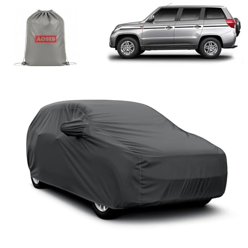 Image of AOSIS 'Waterproof' Car Cover Compatible with Mahindra Bolero Neo Plus P4 /P10 300 GSM Uly Coated Thick Fabric 4X4, Adjustable Belt Buckle, Elastic Grip