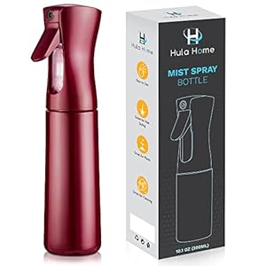 Hula Home Continuous Spray Bottle (10.1oz/300ml) Empty Ultra Fine Plastic Water Mist Sprayer – For Hairstyling, Cleaning, Salons, Plants, Essential Oil Scents & More – Red