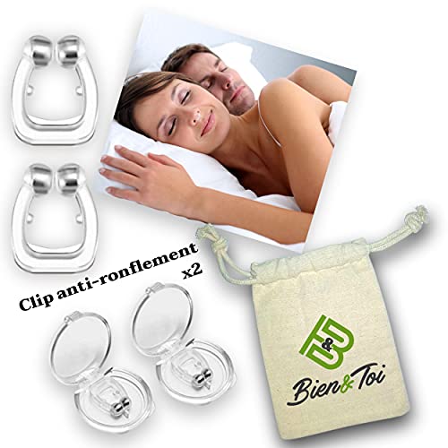 Clip Nasal Anti Ronflement 2pcs /Pince à Nez en silicone Magnétique/Dilatateur Nasal/Améliore la respiration/Dispositif efficace pour un sommeil plus confortable/Aide à mieux respirer par le nez