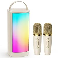Karaoke Maschine für Kinder Erwachsene，Tragbarer Karaoke Maschine mit 2 Bluetooth Karaoke Mikrofon, Mini Karaoke Machine with LED Lights, Gifts Toy for Girls and Boys