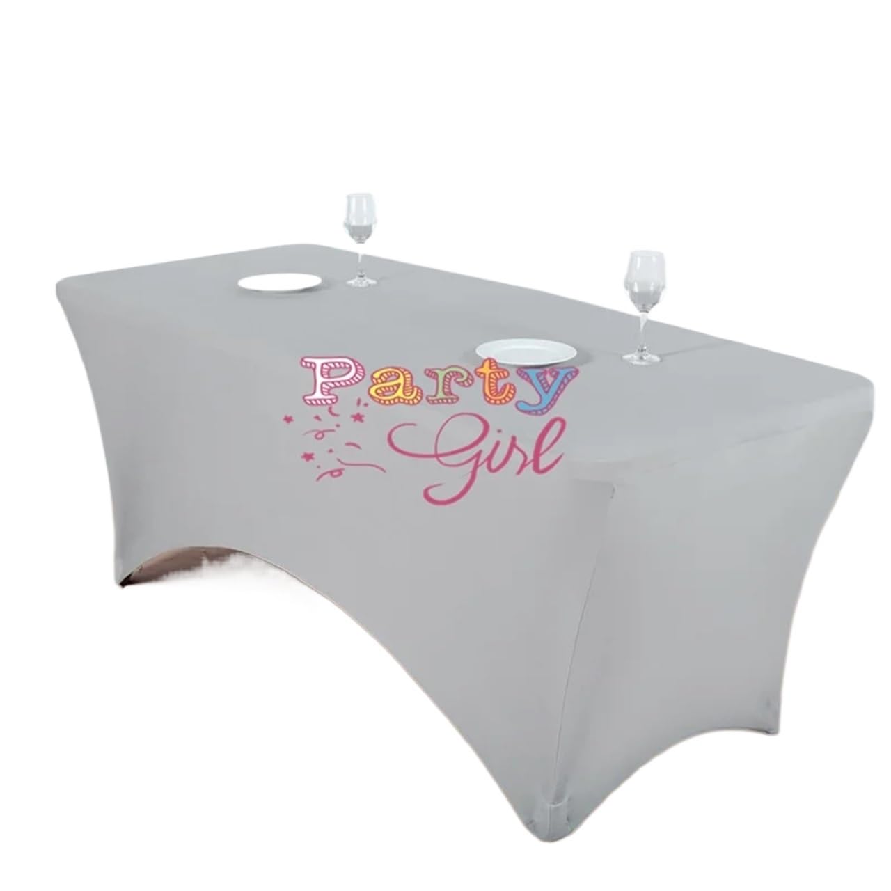 EKalgretrA Table Cloth Red Rectangle Fitted Stretch Spandex Table Cover Tablecloth Lycra Long Bar Cloth For Hotel Event(Silver,6ft-183x76x76cm)