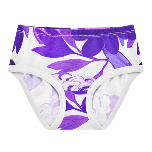 Abstract Flowers Leaves Purple White Girls Underwear Toddler 2t Cotton Panties for Girl Bright Briefs Kids Undies - Main Image